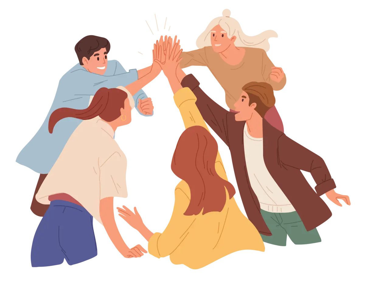 Chipkie illustration of people sharing a high five